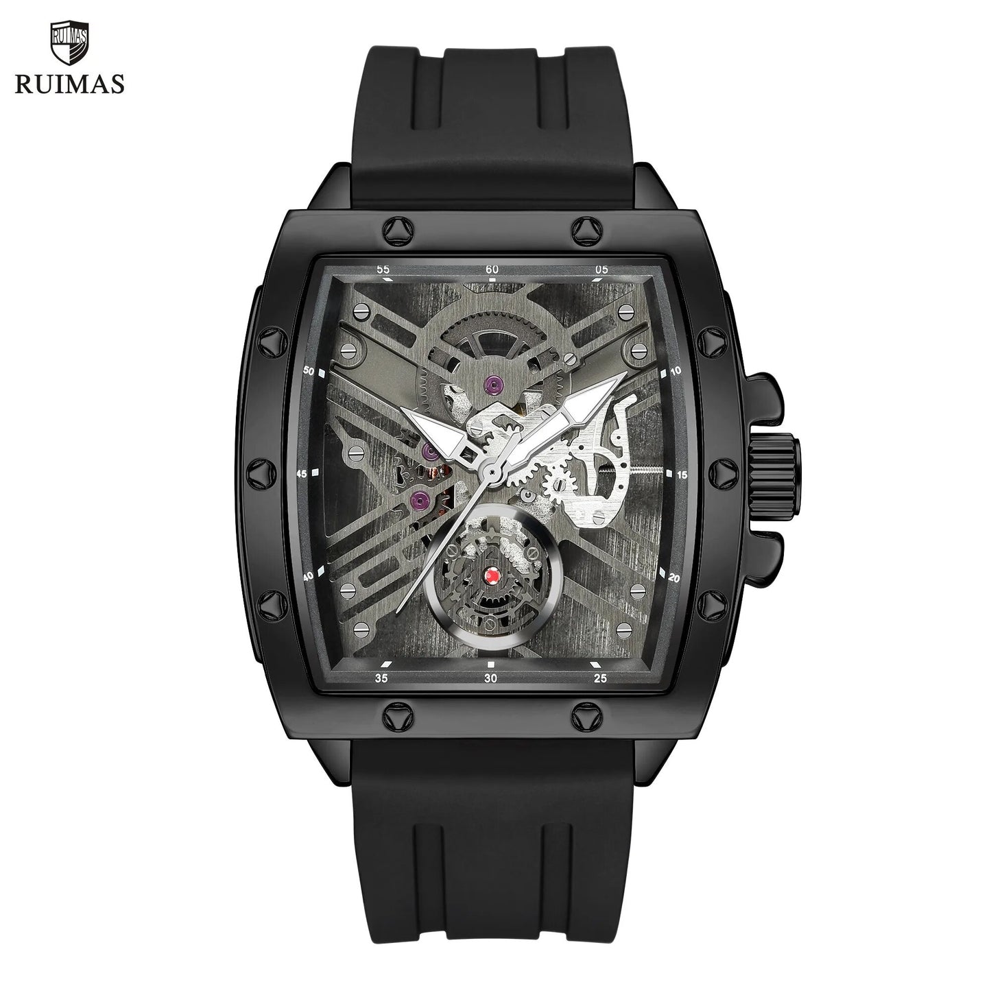 RUIMAS Luxury Fashion Men Sports Quartz Wrist Watches Waterproof Luminous Large Dial Casual Wristwatch Silicone Montre Homme-0