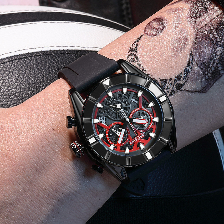 MEGIR Big Dial Watches Men Quartz Military Watch Silicone Strap Sport Watch Waterproof Clock Male Chronograph Relogio Masculino