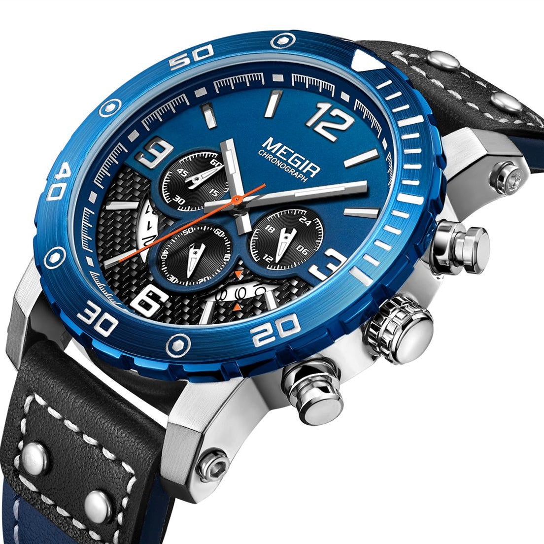 MEGIR Men's Casual Watch Top Brand Luxury Business Wrist Watch Leather Luminous Sports Military Watches Chronograph Male Clock