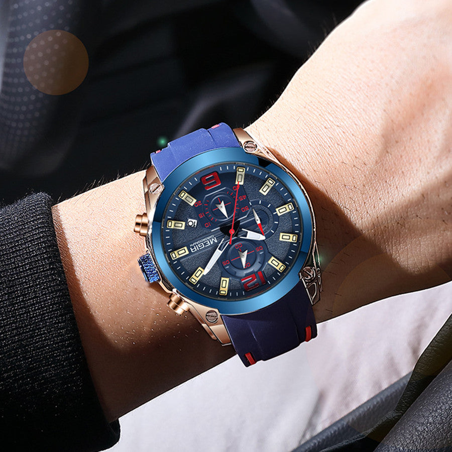 MEGIR Sport Watch Silicone Strap Chronograph Men Quartz Military Watch Waterproof Wrist Watches Relogio Masculino Man Clock