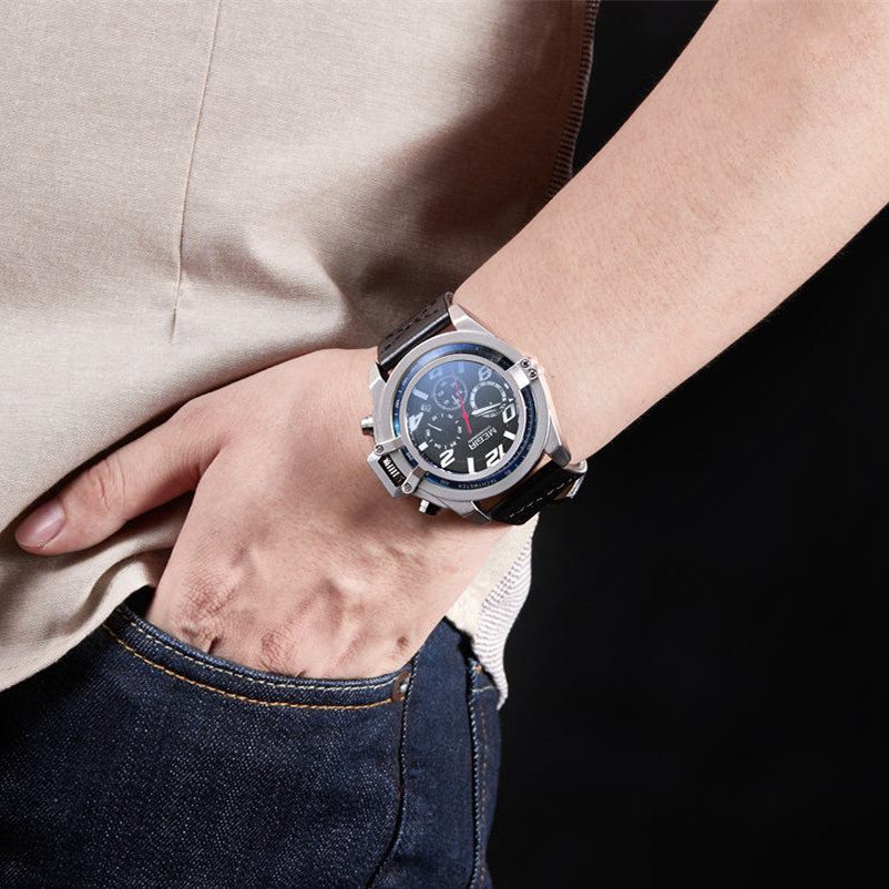 MEGIR Fashion Mens Watch Top Brand Luxury Sports Watches Waterproof Quartz Clock Leather Military Wrist Watch Relogio Masculino