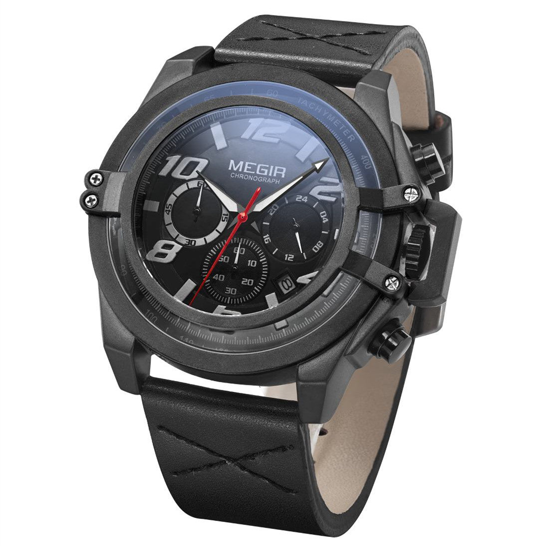 MEGIR Fashion Mens Watch Top Brand Luxury Sports Watches Waterproof Quartz Clock Leather Military Wrist Watch Relogio Masculino