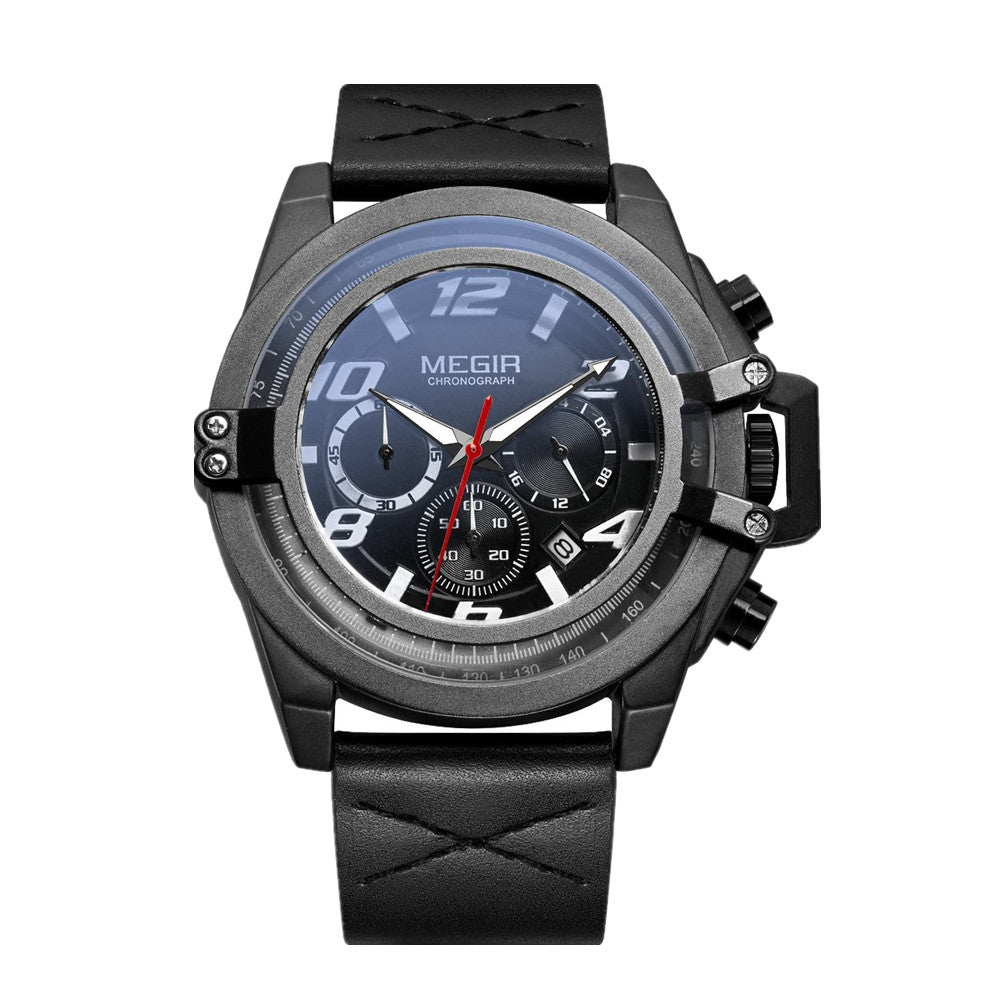 MEGIR Fashion Mens Watch Top Brand Luxury Sports Watches Waterproof Quartz Clock Leather Military Wrist Watch Relogio Masculino