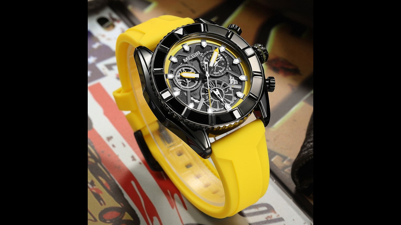 MEGIR Big Dial Watches Men Quartz Military Watch Silicone Strap Sport Watch Waterproof Clock Male Chronograph Relogio Masculino