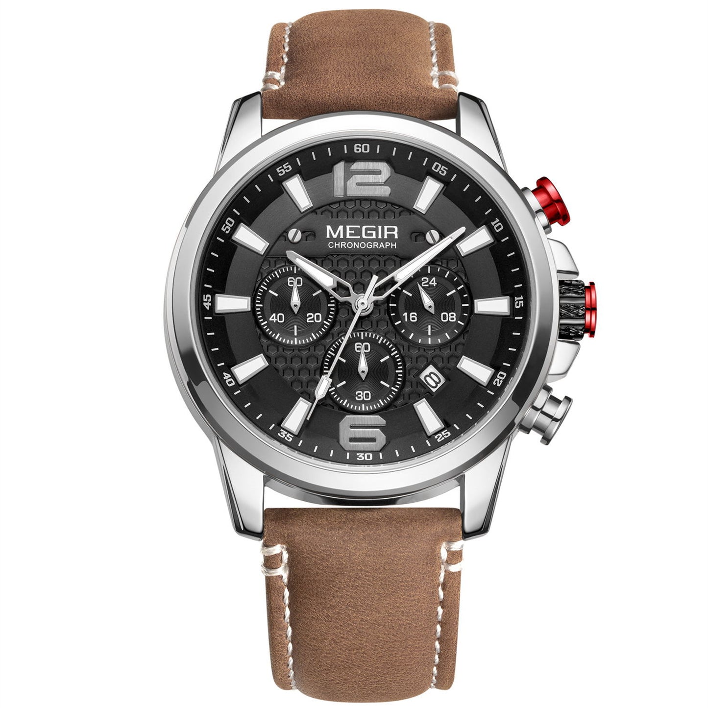 MEGIR Men's Quartz Wrist Watch Stainless Steel Band Chronograph Watches Luminous Waterproof Wristwatch Man Clock Military Watch