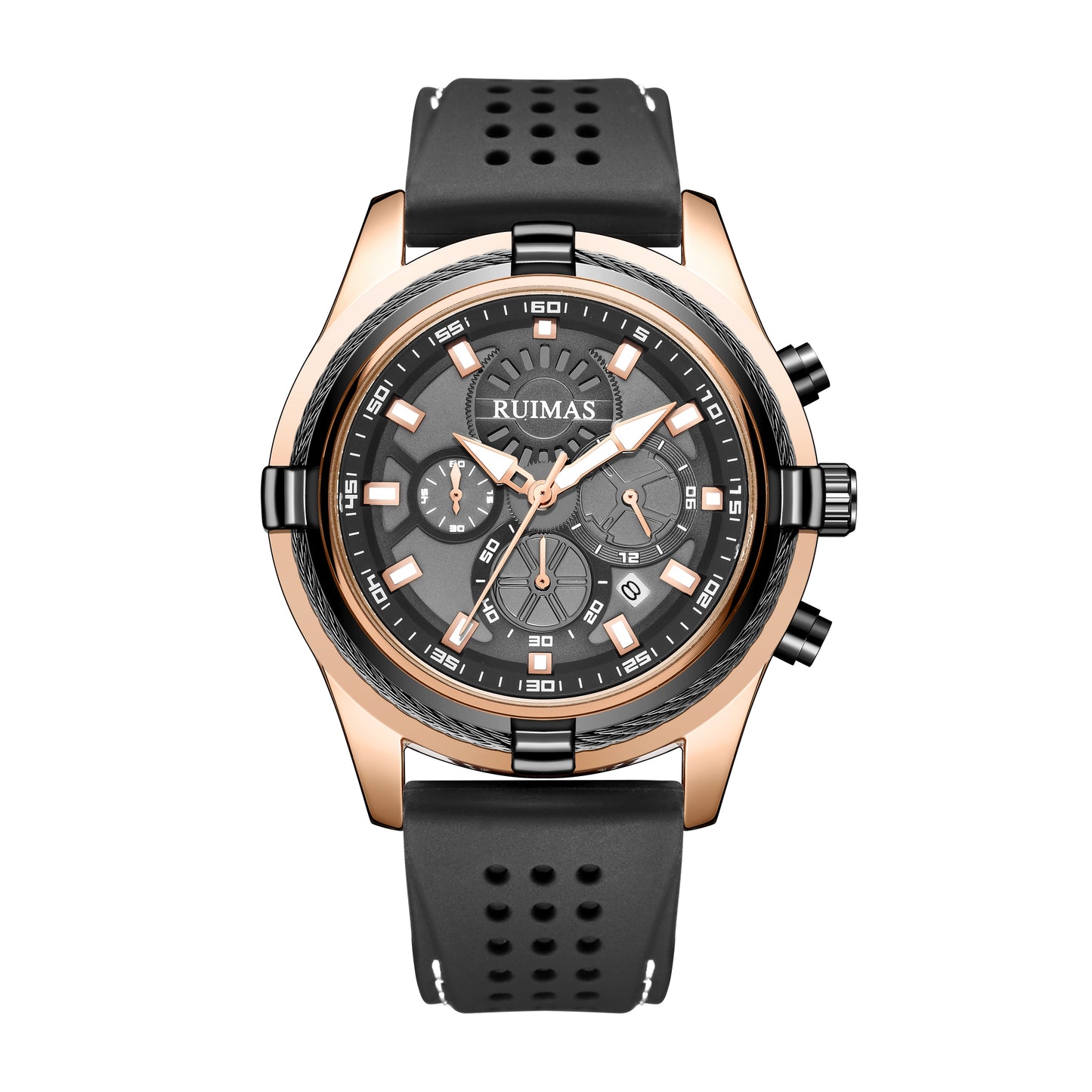 RUIMAS Top Luxury Quartz Wristwatches Men Silicone Large Dial  Military Sports Watches Waterproof Luminous Date Reloj Hombre