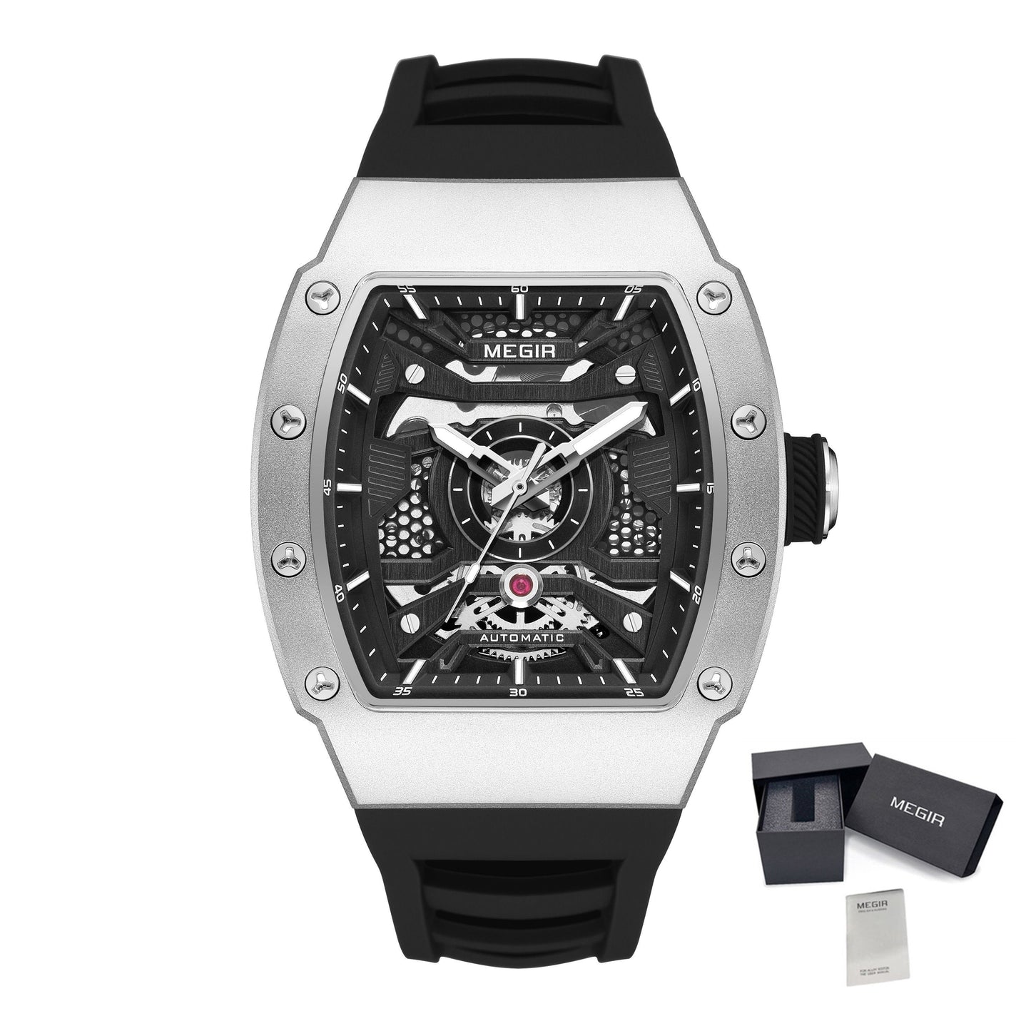 MEGIR Brand Automatic Movement Watch for Men Fashion Waterproof Stainless Steel Case Mechanical Wristwatch Montre Homme 8604