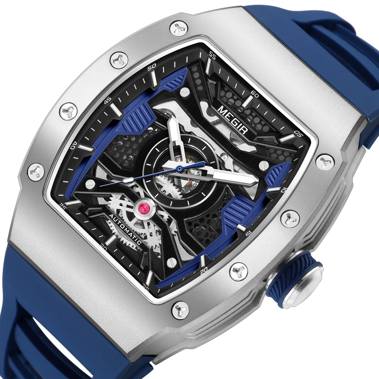 MEGIR Brand Automatic Movement Watch for Men Fashion Waterproof Stainless Steel Case Mechanical Wristwatch Montre Homme 8604