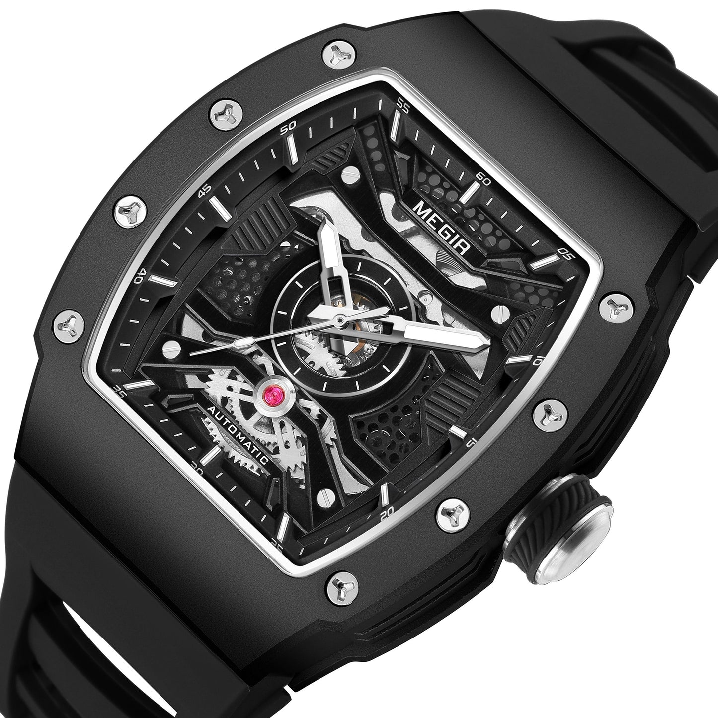 MEGIR Brand Automatic Movement Watch for Men Fashion Waterproof Stainless Steel Case Mechanical Wristwatch Montre Homme 8604