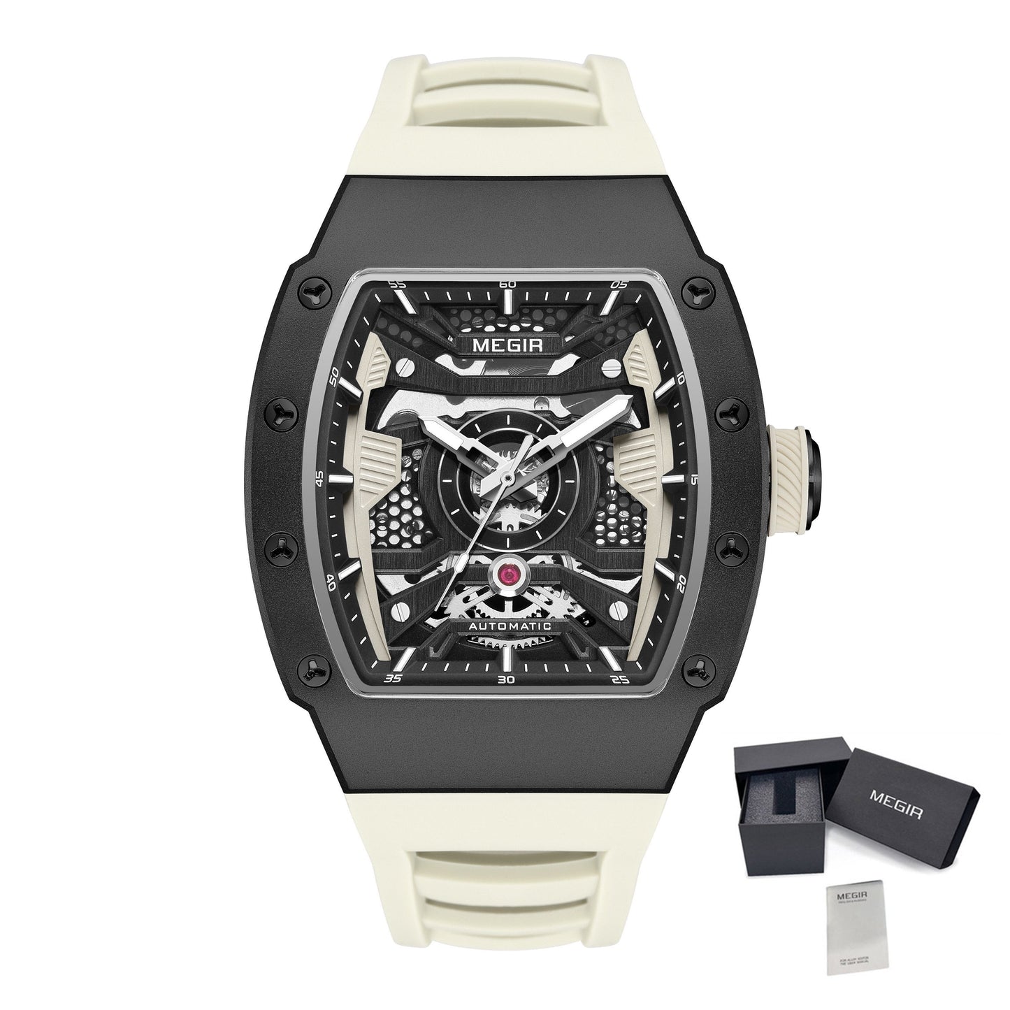 MEGIR Brand Automatic Movement Watch for Men Fashion Waterproof Stainless Steel Case Mechanical Wristwatch Montre Homme 8604