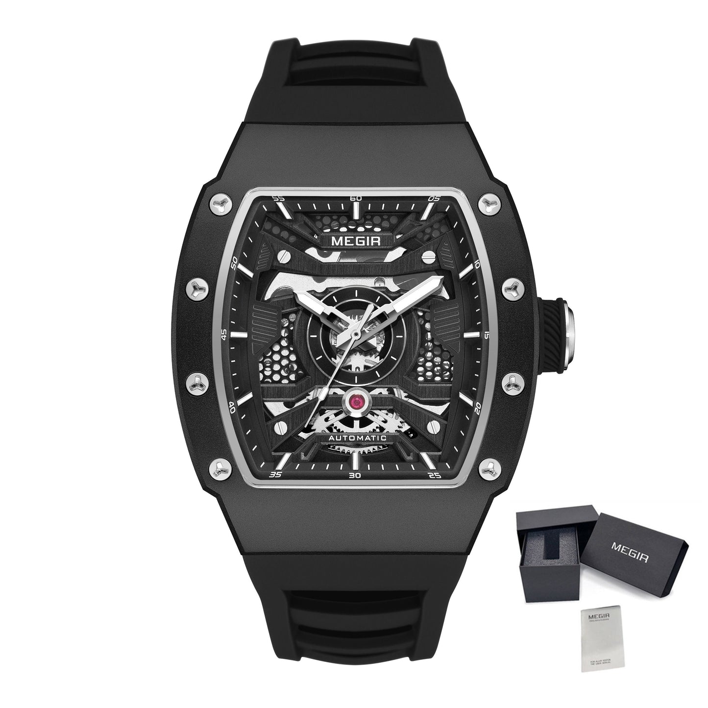 MEGIR Brand Automatic Movement Watch for Men Fashion Waterproof Stainless Steel Case Mechanical Wristwatch Montre Homme 8604