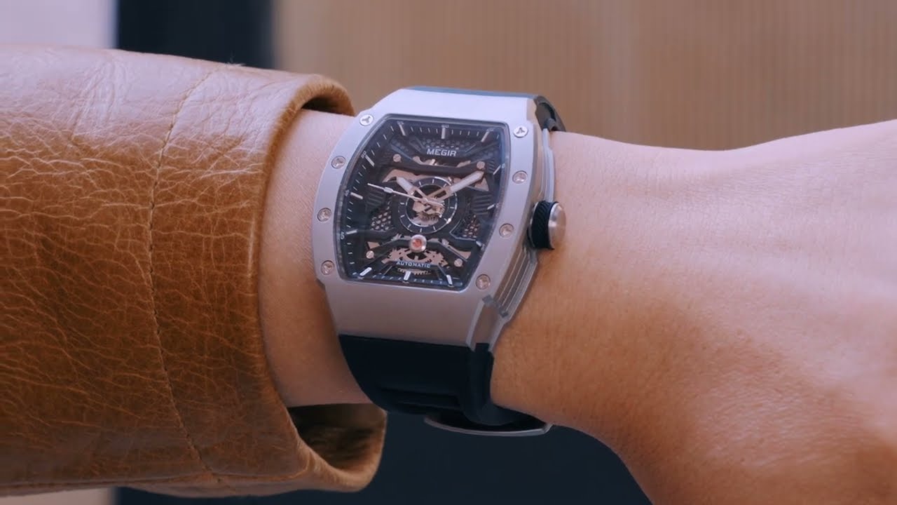 MEGIR Brand Automatic Movement Watch for Men Fashion Waterproof Stainless Steel Case Mechanical Wristwatch Montre Homme 8604