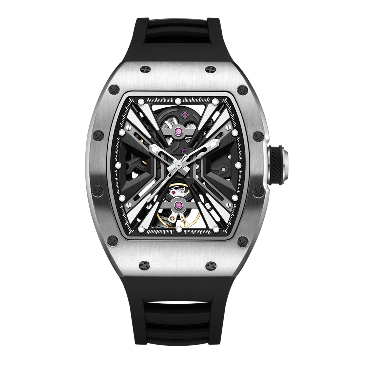 New Skeleton Dial Men's Watch Stainless Steel Case Automatic Mechanical Wristwatches 30M Waterproof Sports Watches Gift 9190-4-17