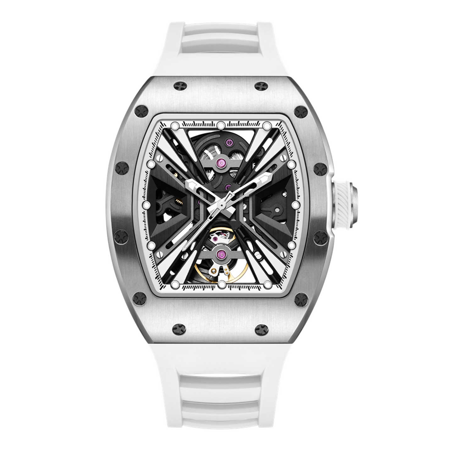 New Skeleton Dial Men's Watch Stainless Steel Case Automatic Mechanical Wristwatches 30M Waterproof Sports Watches Gift 9190-4-11