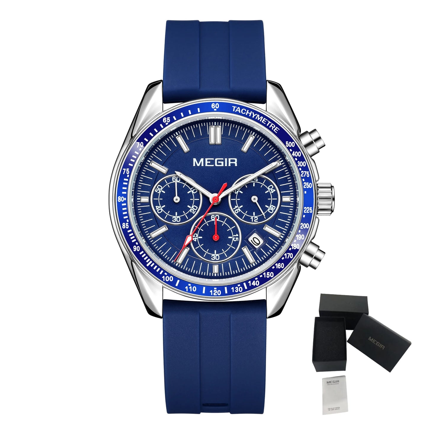 MEGIR Analog Quartz Wrist Watch Chronograph Luminous Business Sport Watches with Silicone Strap Calendar Man Clock reloj hombre-16