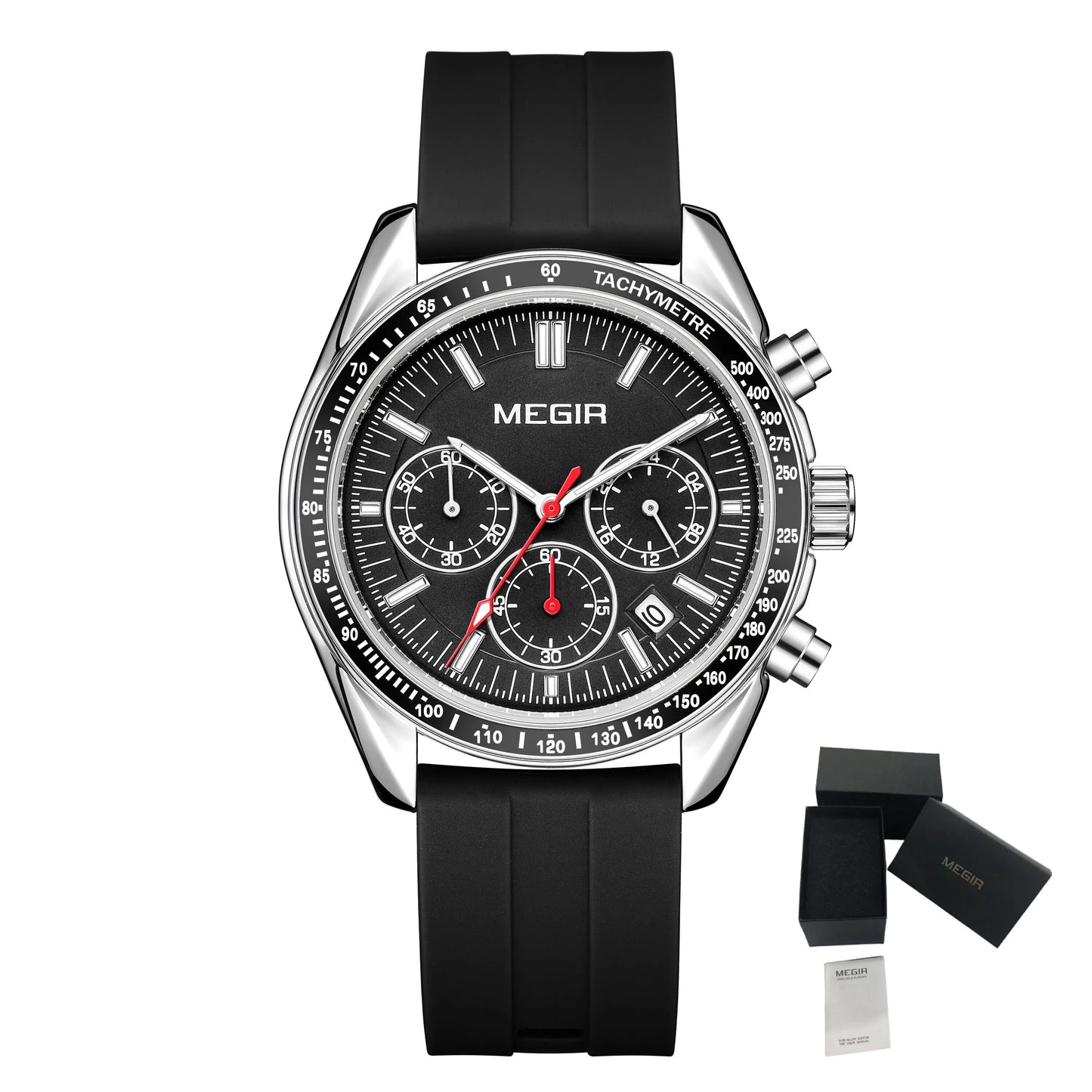 MEGIR Analog Quartz Wrist Watch Chronograph Luminous Business Sport Watches with Silicone Strap Calendar Man Clock reloj hombre-17