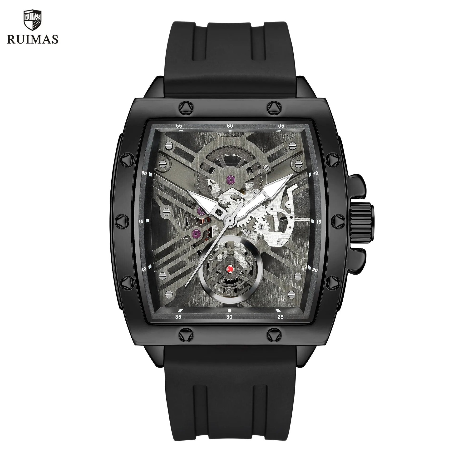 RUIMAS Luxury Fashion Men Sports Quartz Wrist Watches Waterproof Luminous Large Dial Casual Wristwatch Silicone Montre Homme-0