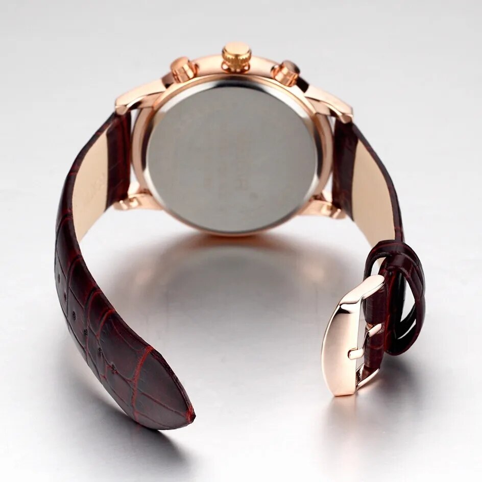 MEGIR Brown Retro Sports Quartz Men's Watches Large Dial Chronograph Clock Fashion Multifunctional Men Wrist Watch Montre Homme-7