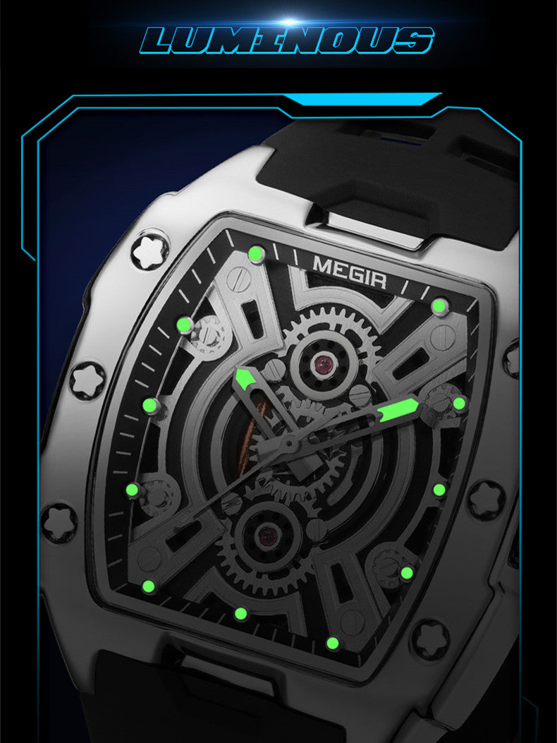 MEGIR New Sport Watches for Men Waterproof Male Military Quartz Wristwatch Silicone Strap Large Dial Luminous Watch Montre Homme-5