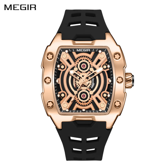 MEGIR New Sport Watches for Men Waterproof Male Military Quartz Wristwatch Silicone Strap Large Dial Luminous Watch Montre Homme-0