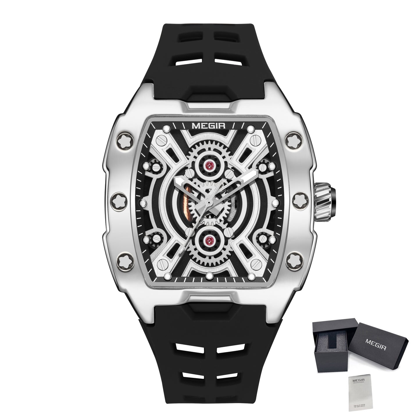 MEGIR New Sport Watches for Men Waterproof Male Military Quartz Wristwatch Silicone Strap Large Dial Luminous Watch Montre Homme-14