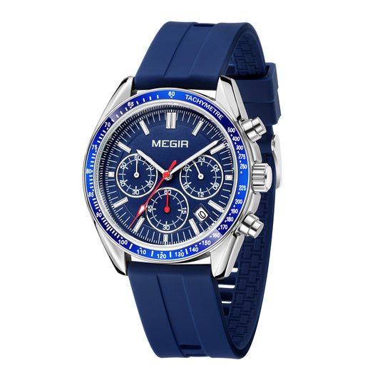 MEGIR Analog Quartz Wrist Watch Chronograph Luminous Business Sport Watches with Silicone Strap Calendar Man Clock reloj hombre-10