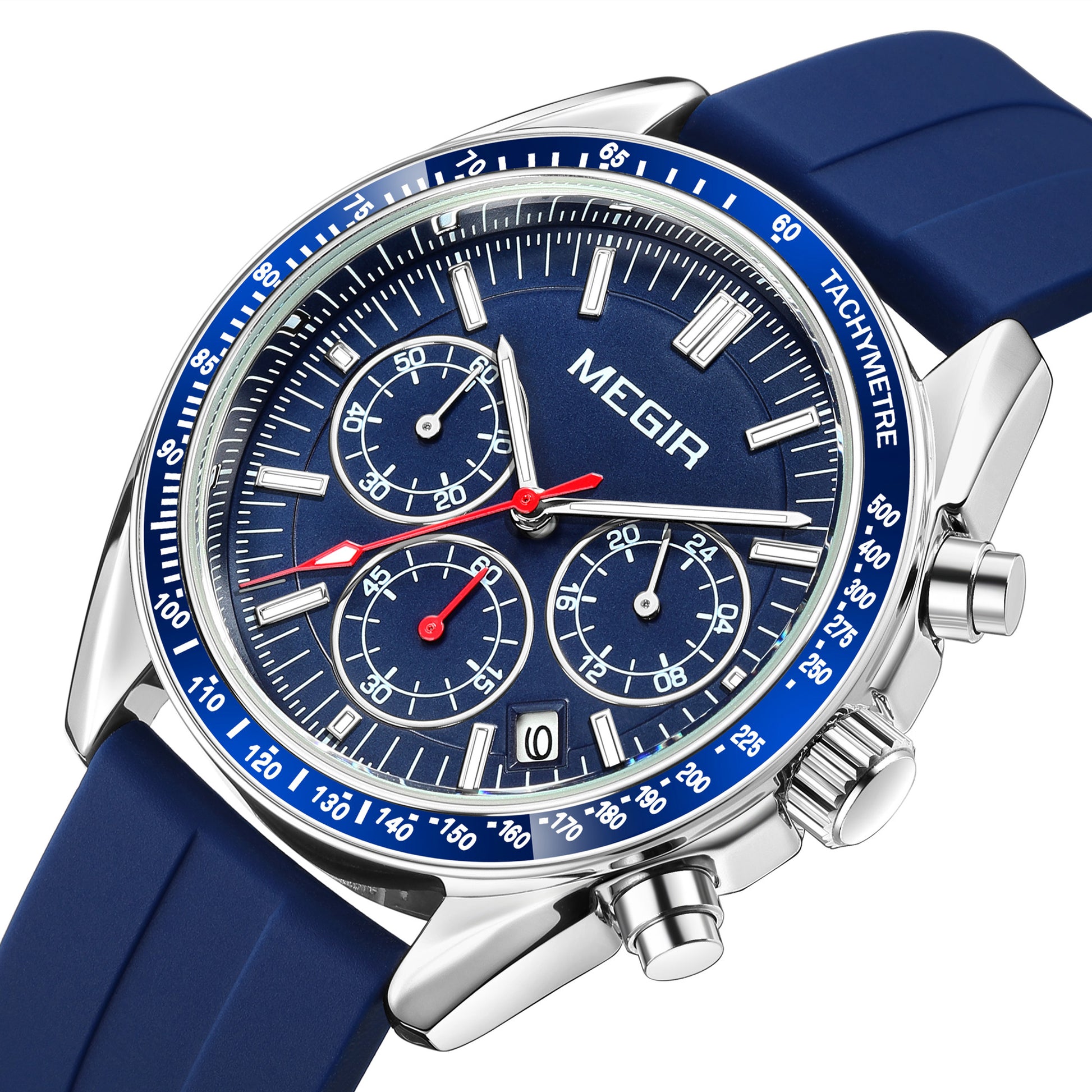 MEGIR Analog Quartz Wrist Watch Chronograph Luminous Business Sport Watches with Silicone Strap Calendar Man Clock reloj hombre-12