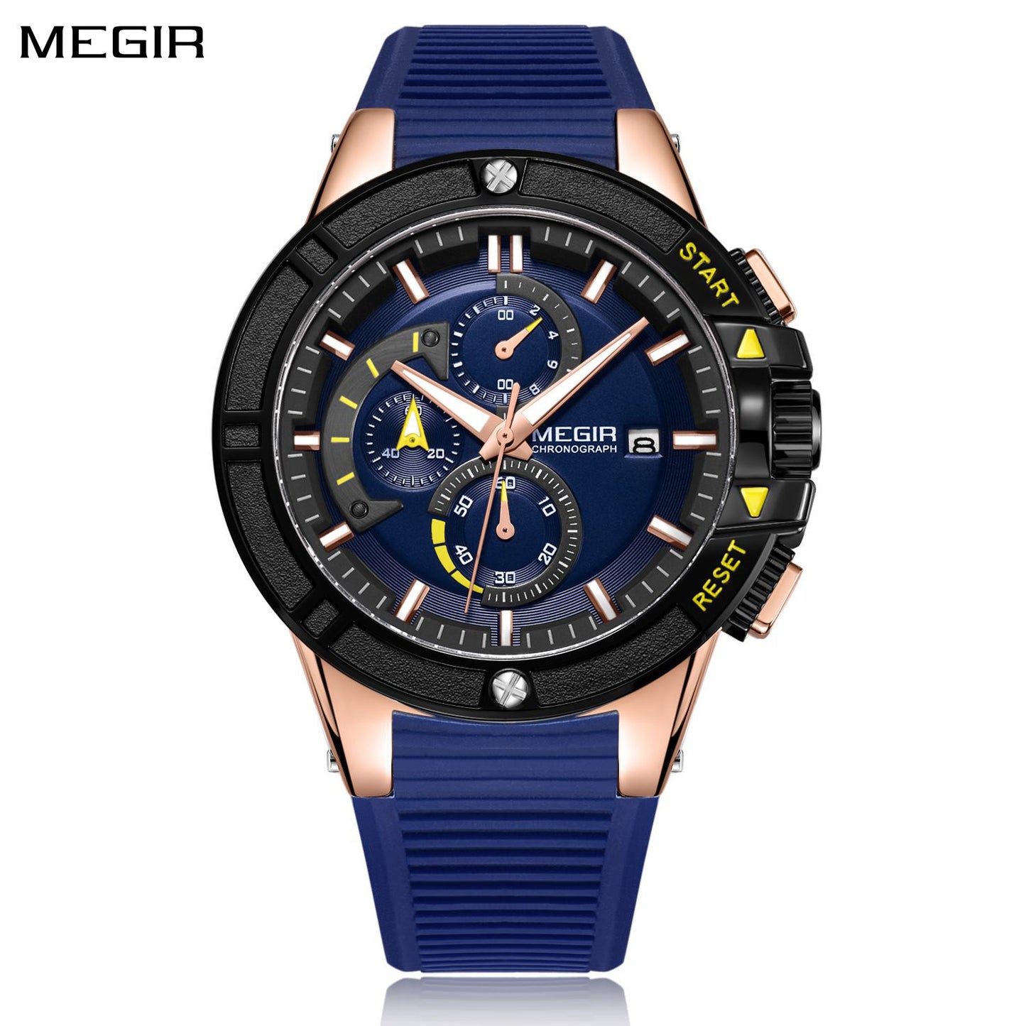 MEGIR Watches for Men Chronograph Fashion Luxury Sports Watches Silicone Strap Waterproof Calendar Quartz Man Clock Wristwatch