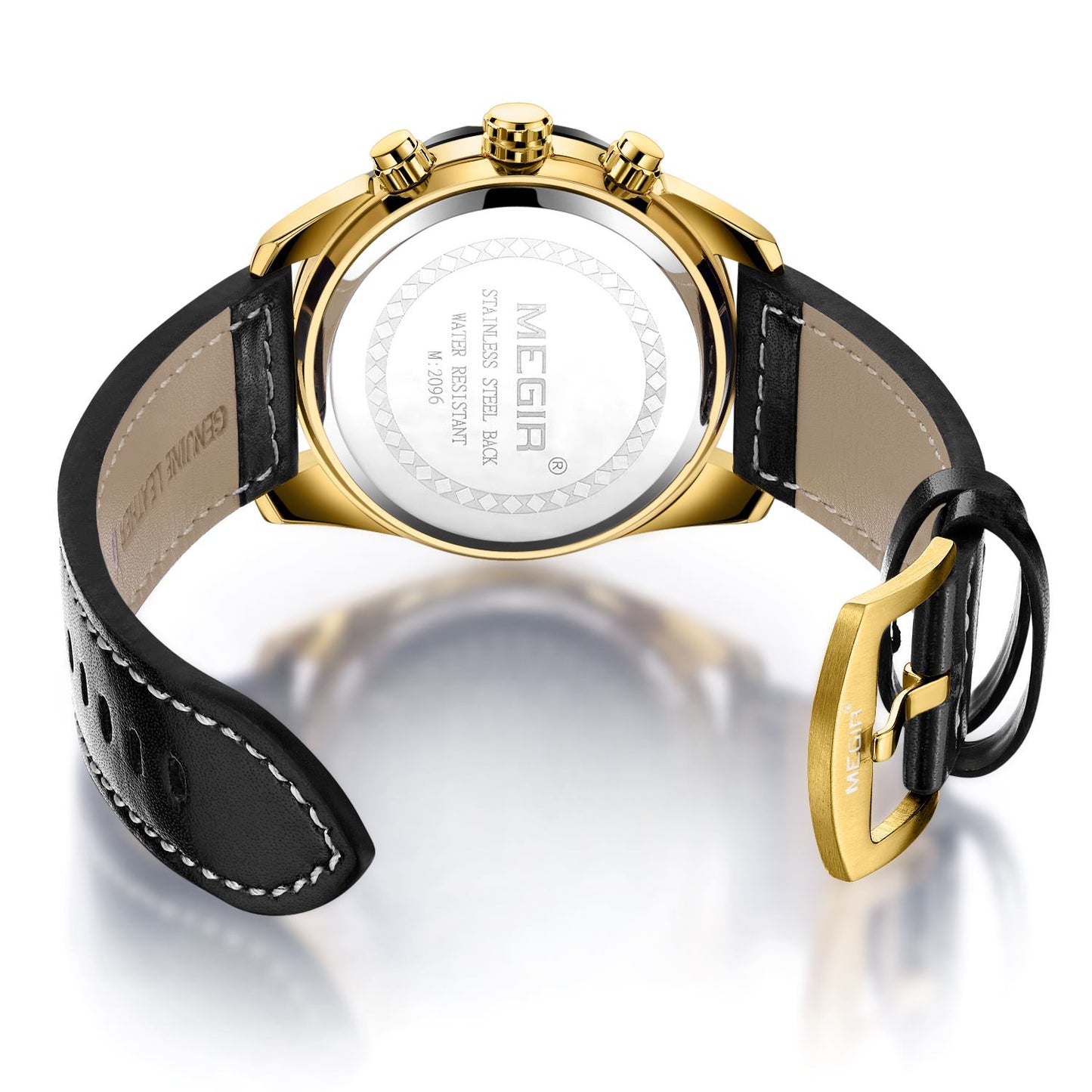 MEGIR Watches Mens Luxury Sports Military Watch Waterproof Luminous Quartz Wrist Watch Leather Casual Man Chronograph Clock