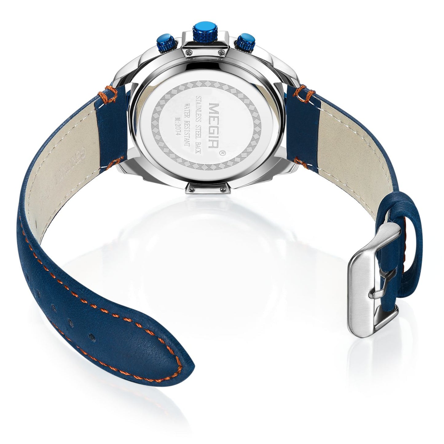 MEGIR Chronograph Men Watch Relogio Masculino Leather Strap Business Quartz Watch Clock Waterproof Date Army Military Wristwatch