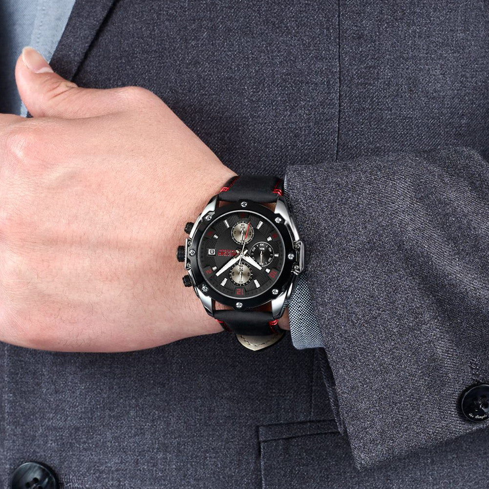 MEGIR Chronograph Men Watch Relogio Masculino Leather Strap Business Quartz Watch Clock Waterproof Date Army Military Wristwatch
