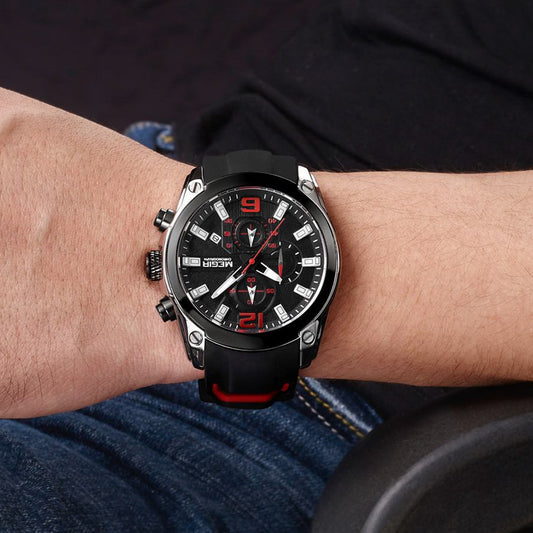 MEGIR Sport Watch Silicone Strap Chronograph Men Quartz Military Watch Waterproof Wrist Watches Relogio Masculino Man Clock