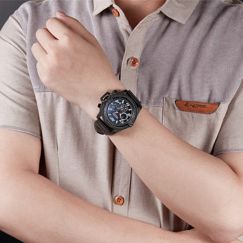 MEGIR Fashion Mens Watch Top Brand Luxury Sports Watches Waterproof Quartz Clock Leather Military Wrist Watch Relogio Masculino