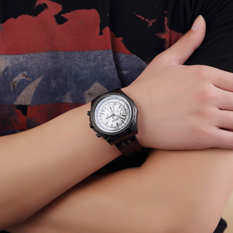 MEGIR Fashion Business Men's Watch Stainless Steel Quartz Wristwatch Calendar Big Dial Man Military Sports Chronograph Clock-2