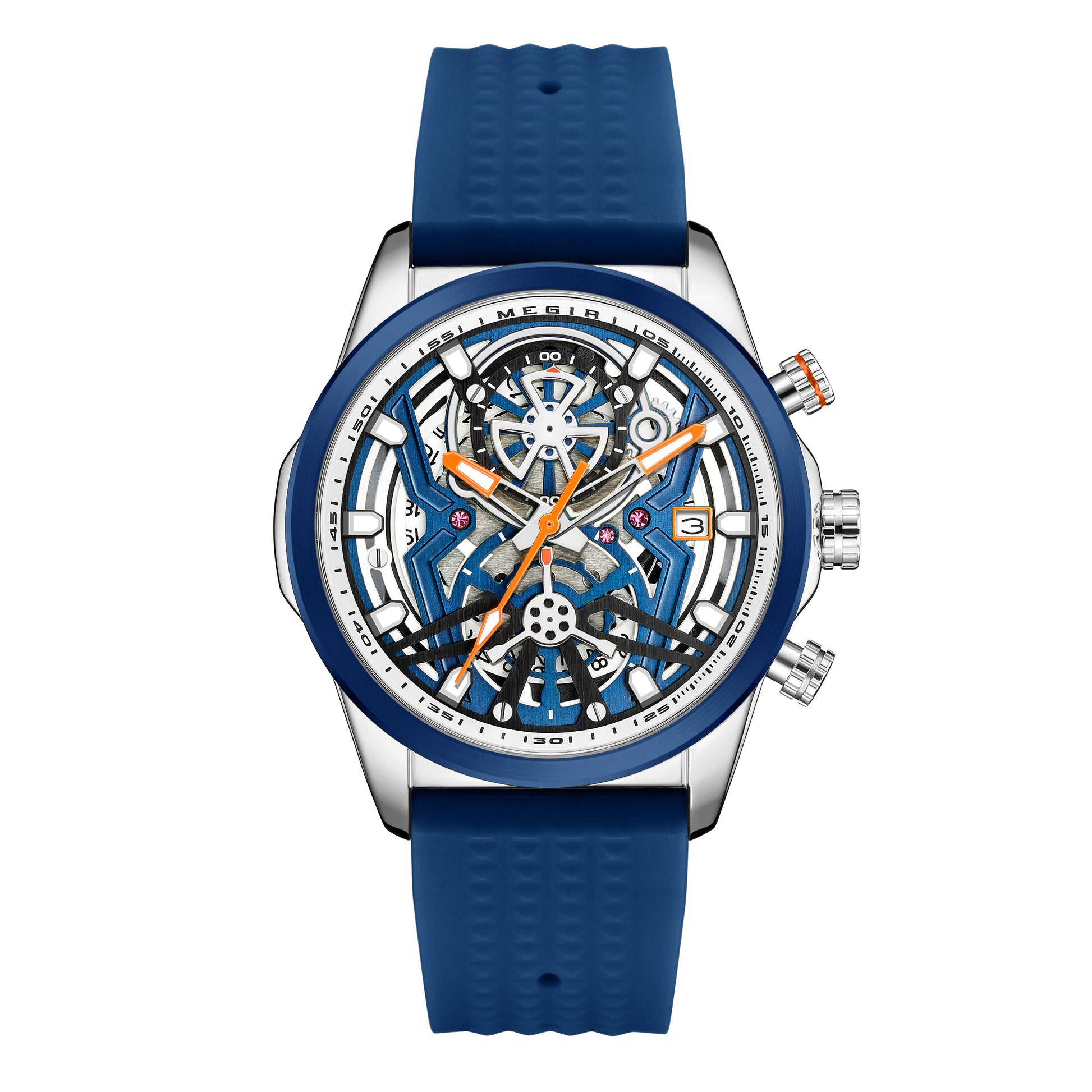 MEGIR Sports Watches Brand Luxury Wrist Watch Clock for Men Silicone Strap Luminous Quartz Big Dial Wristwatch Relogio Masculino-2