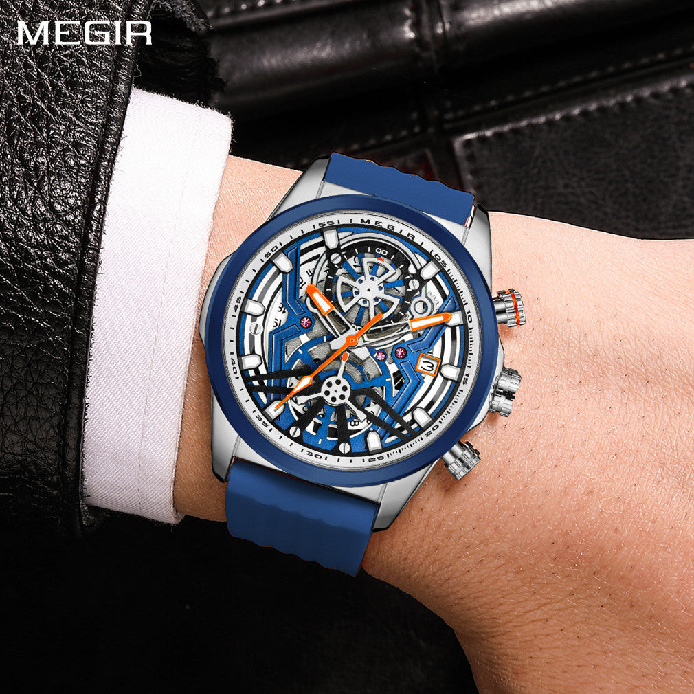 MEGIR Sports Watches Brand Luxury Wrist Watch Clock for Men Silicone Strap Luminous Quartz Big Dial Wristwatch Relogio Masculino-0