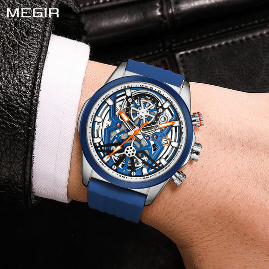 MEGIR Sports Watches Brand Luxury Wrist Watch Clock for Men Silicone Strap Luminous Quartz Big Dial Wristwatch Relogio Masculino-0