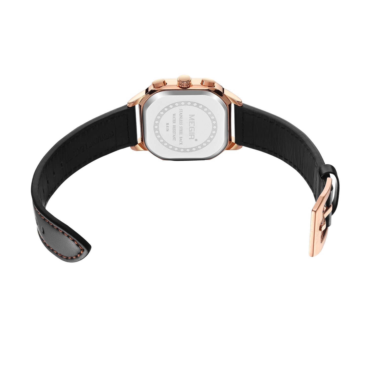 MEGIR Fashion Men's Squre Sport Watch Quartz Chronograph Luminous Military WristWatches Leather Luminous Date Clock Reloj Hombre