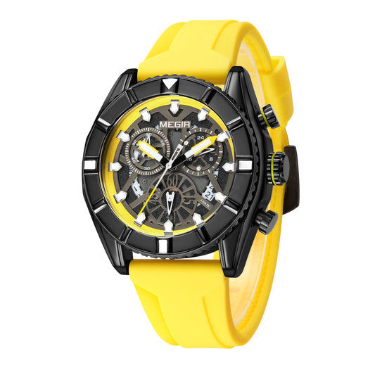 MEGIR Big Dial Watches Men Quartz Military Watch Silicone Strap Sport Watch Waterproof Clock Male Chronograph Relogio Masculino