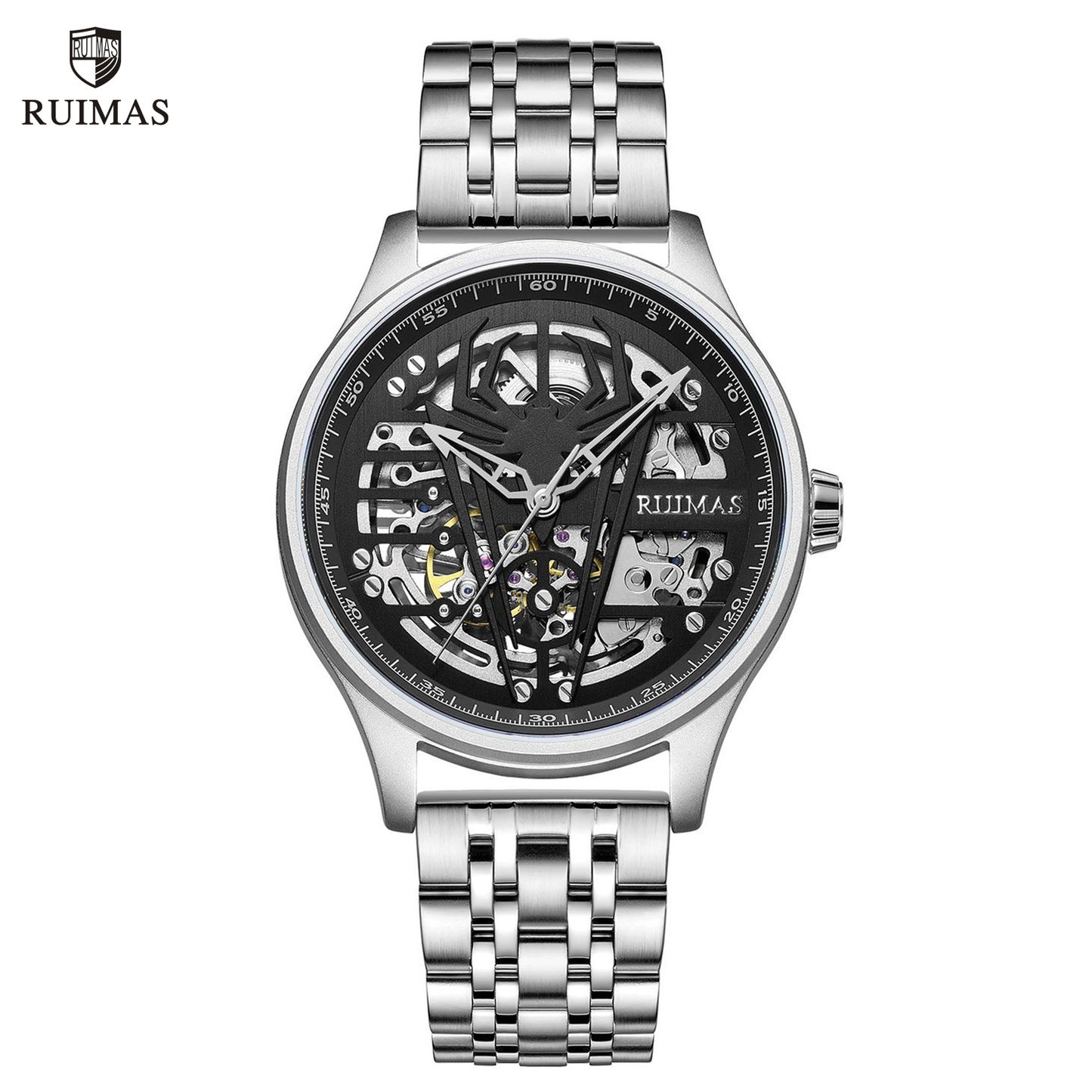RUIMAS Watches for Men Top Brand Luxury Mechanical Chronograph Clock Stainless Steel Casual Wrist Watch Man Business Watch 6787