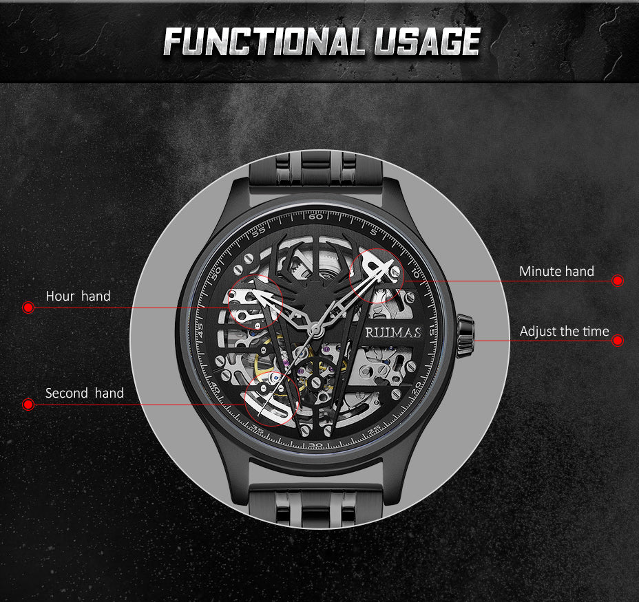 RUIMAS Watches for Men Top Brand Luxury Mechanical Chronograph Clock Stainless Steel Casual Wrist Watch Man Business Watch 6787