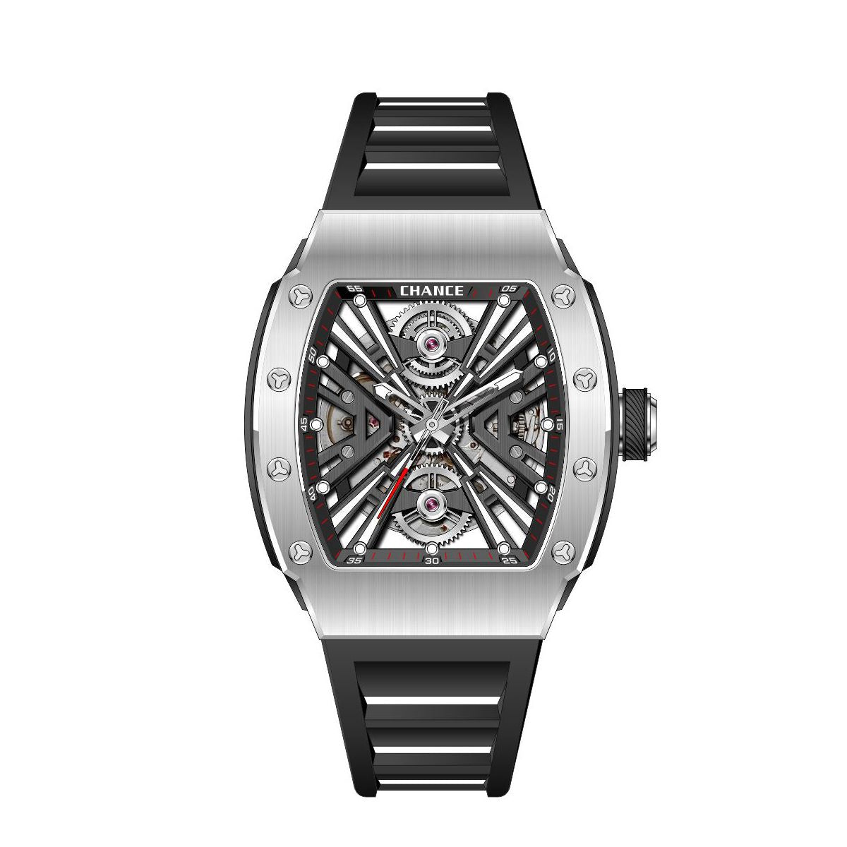 CHANCE Luxury Hollow Out Mechanical Watches for Men Waterproof Automatic Movement Watch Stainless Steel Sports Casual Wristwatch