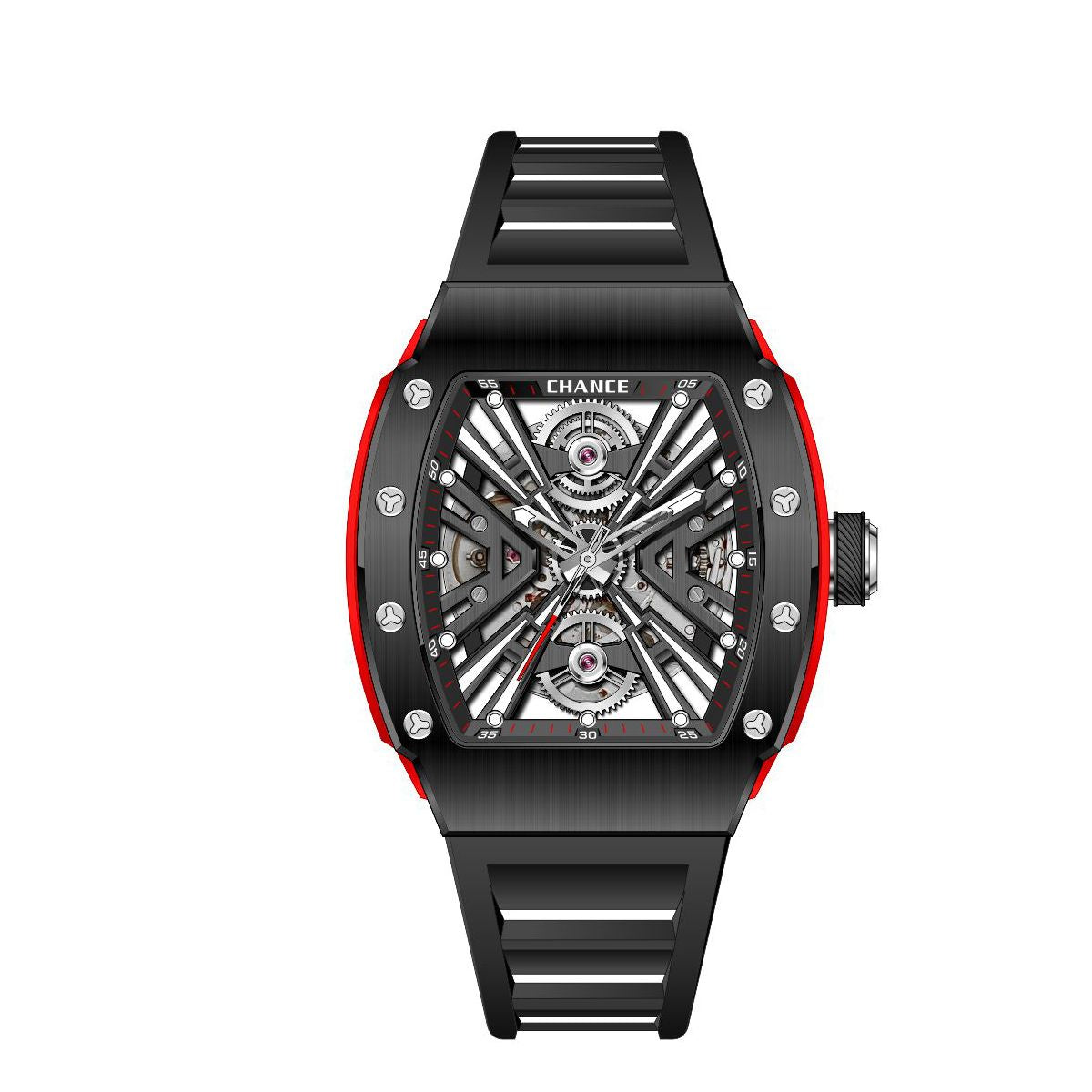 CHANCE Luxury Hollow Out Mechanical Watches for Men Waterproof Automatic Movement Watch Stainless Steel Sports Casual Wristwatch