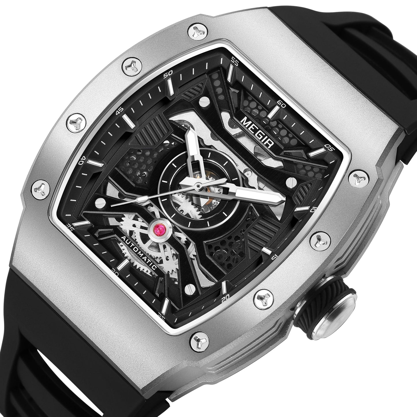 MEGIR Brand Automatic Movement Watch for Men Fashion Waterproof Stainless Steel Case Mechanical Wristwatch Montre Homme 8604