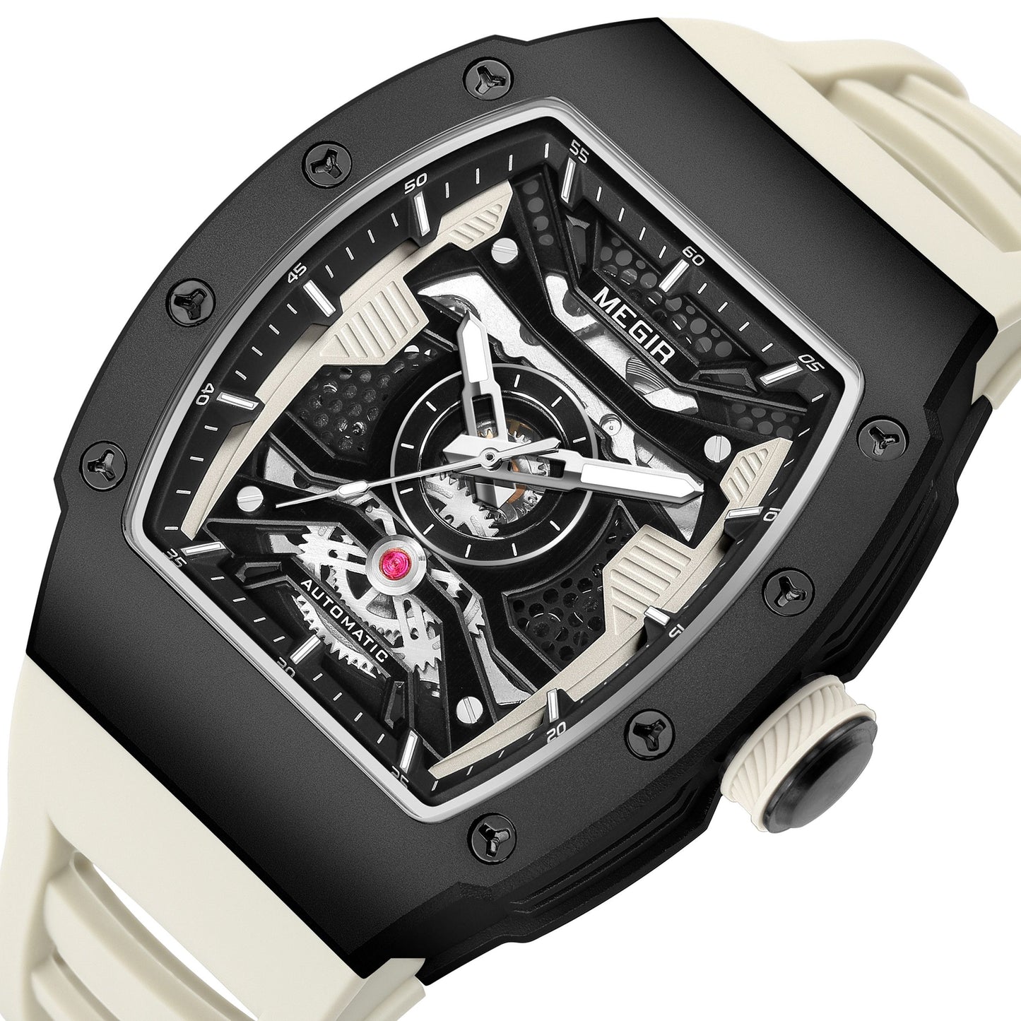 MEGIR Brand Automatic Movement Watch for Men Fashion Waterproof Stainless Steel Case Mechanical Wristwatch Montre Homme 8604