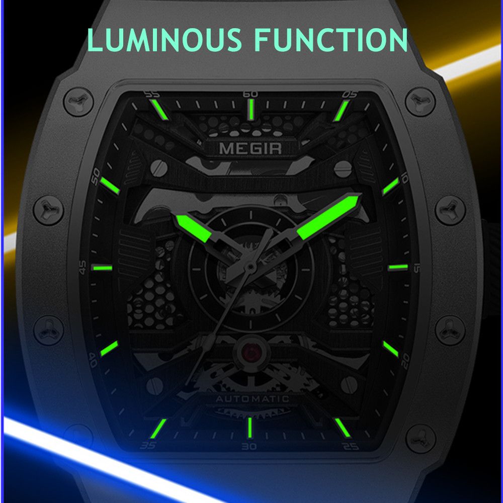 MEGIR Brand Automatic Movement Watch for Men Fashion Waterproof Stainless Steel Case Mechanical Wristwatch Montre Homme 8604