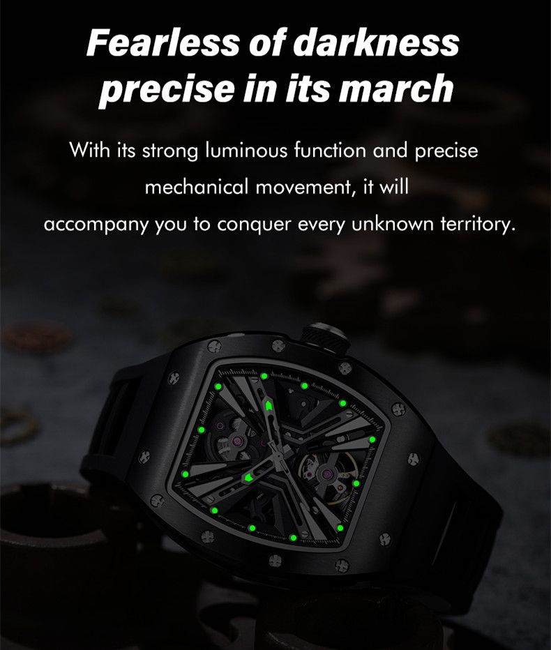 New Skeleton Dial Men's Watch Stainless Steel Case Automatic Mechanical Wristwatches 30M Waterproof Sports Watches Gift 9190-4-7