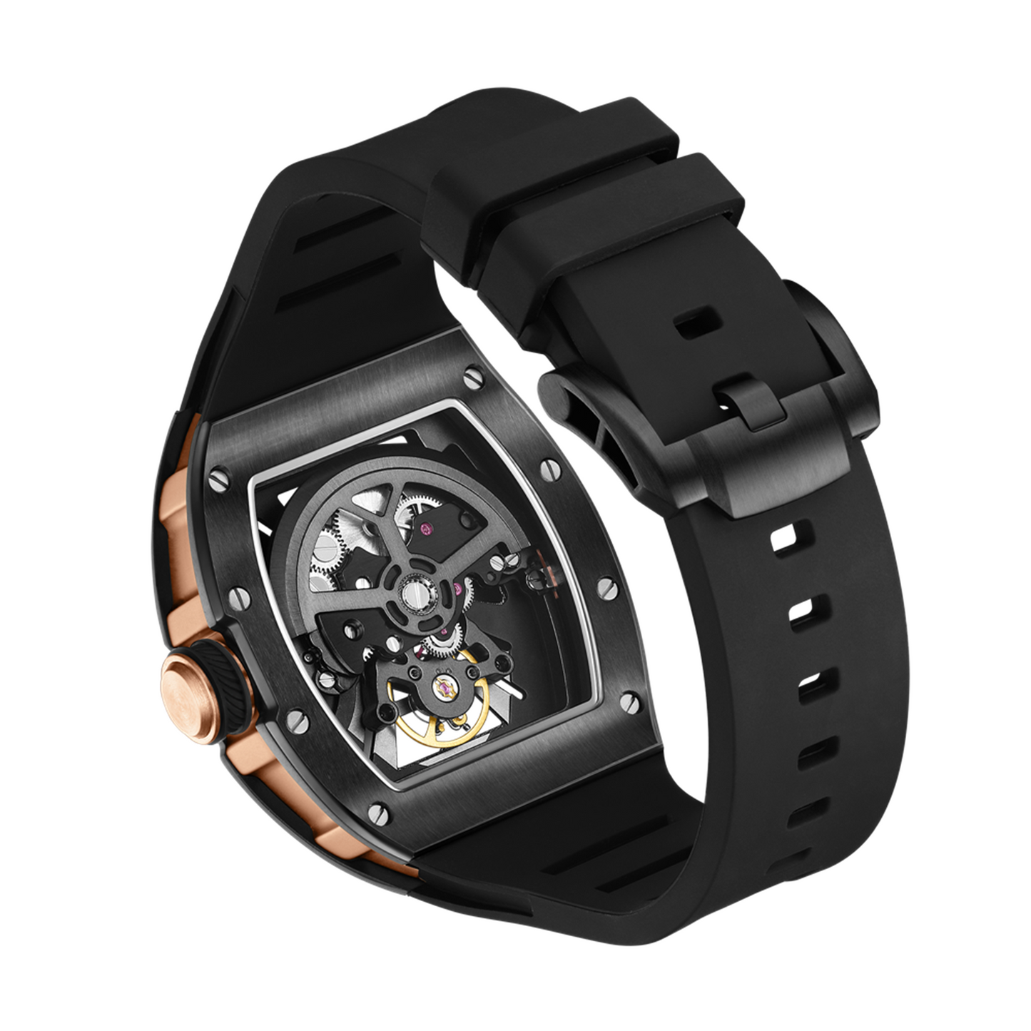 New Skeleton Dial Men's Watch Stainless Steel Case Automatic Mechanical Wristwatches 30M Waterproof Sports Watches Gift 9190-4-13