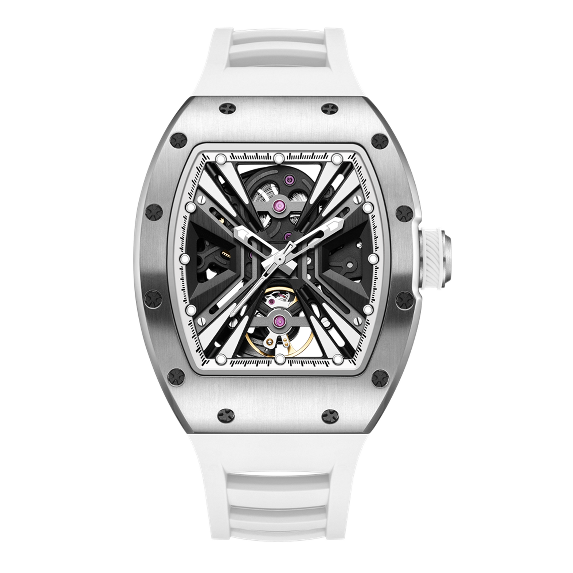 New Skeleton Dial Men's Watch Stainless Steel Case Automatic Mechanical Wristwatches 30M Waterproof Sports Watches Gift 9190-4-16