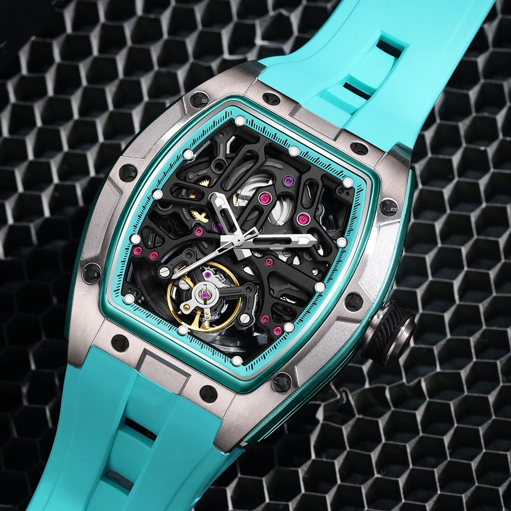 New Skeleton Dial Watches for Men Stainless Steel Case Automatic Mechanical Wristwatch Waterproof Luminous Sport Watch 9198-1-6